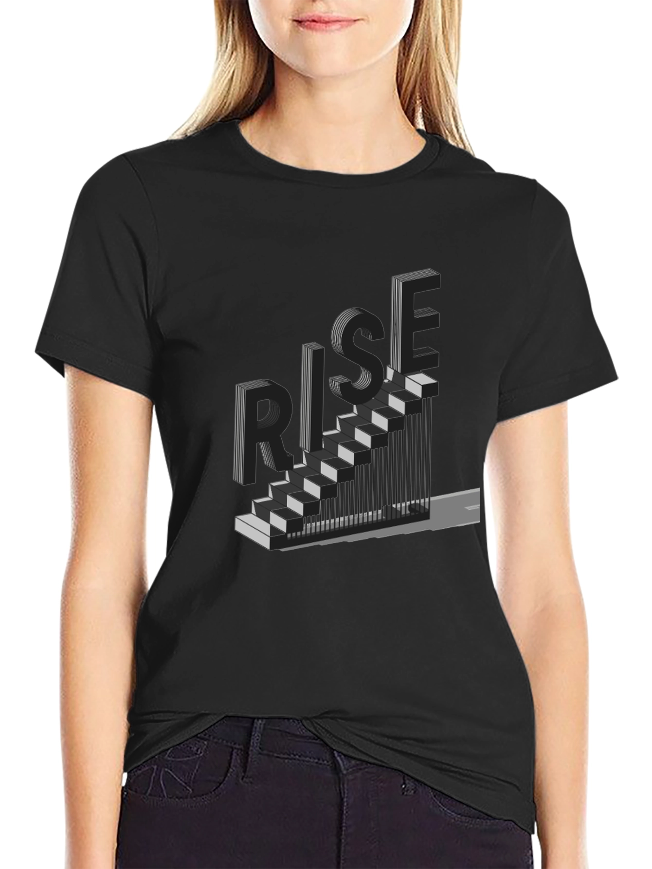 Rise Graphic Tee - Black Staircase Design