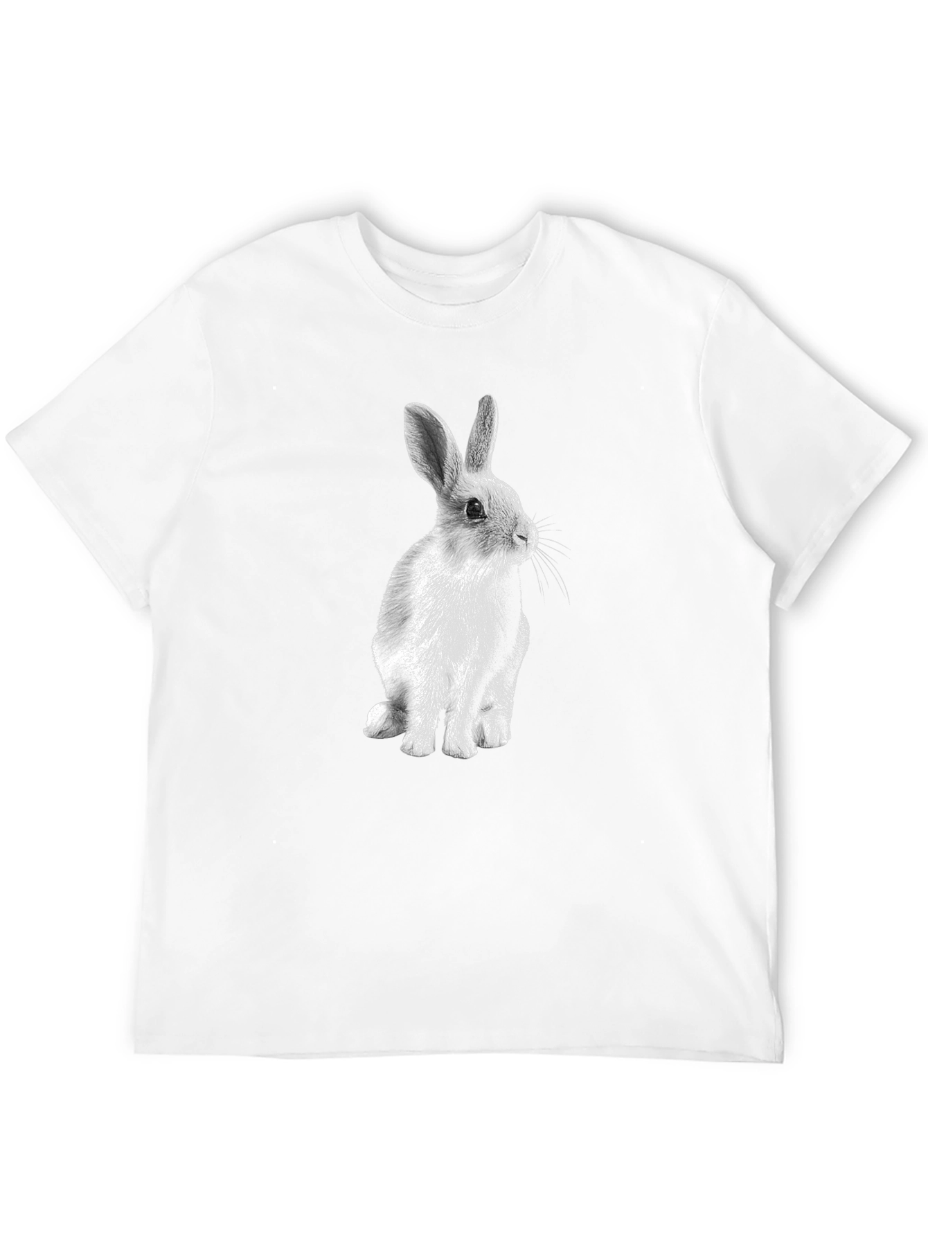 Rabbit Graphic Print Tee - Mens Black Cotton T-Shirt