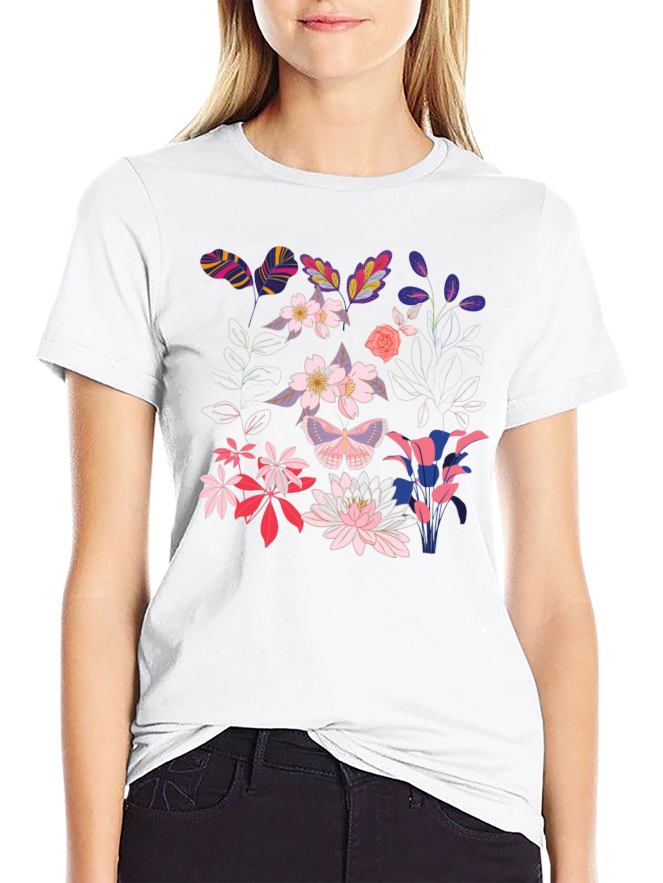 Floral Print Black T-Shirt for Men