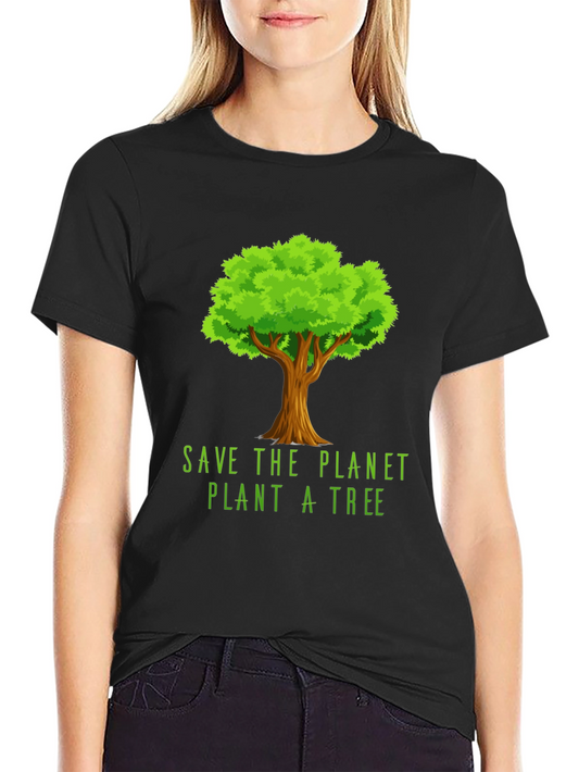 Eco-Friendly Black T-Shirt - Save the Planet Plant a Tree