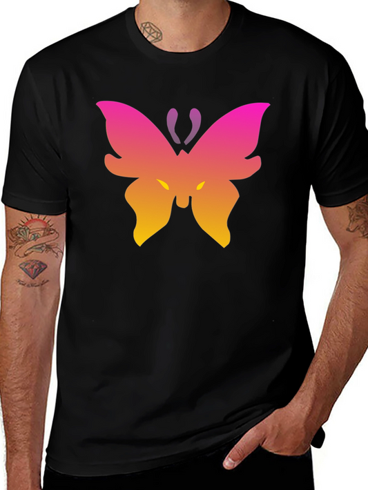 Gradient Butterfly Graphic Black T-Shirt
