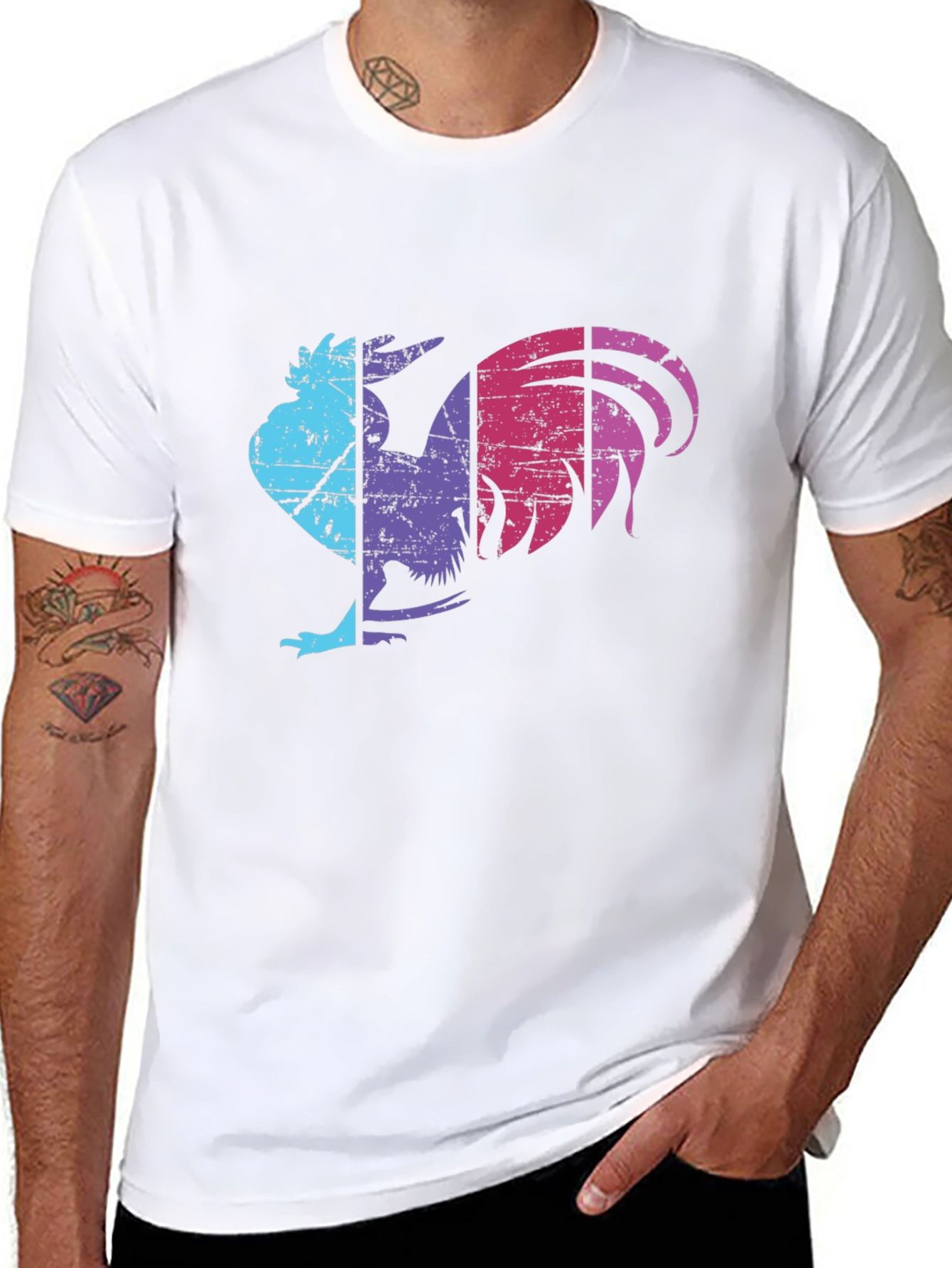 Retro Rooster Graphic Tee - Mens Black T-Shirt