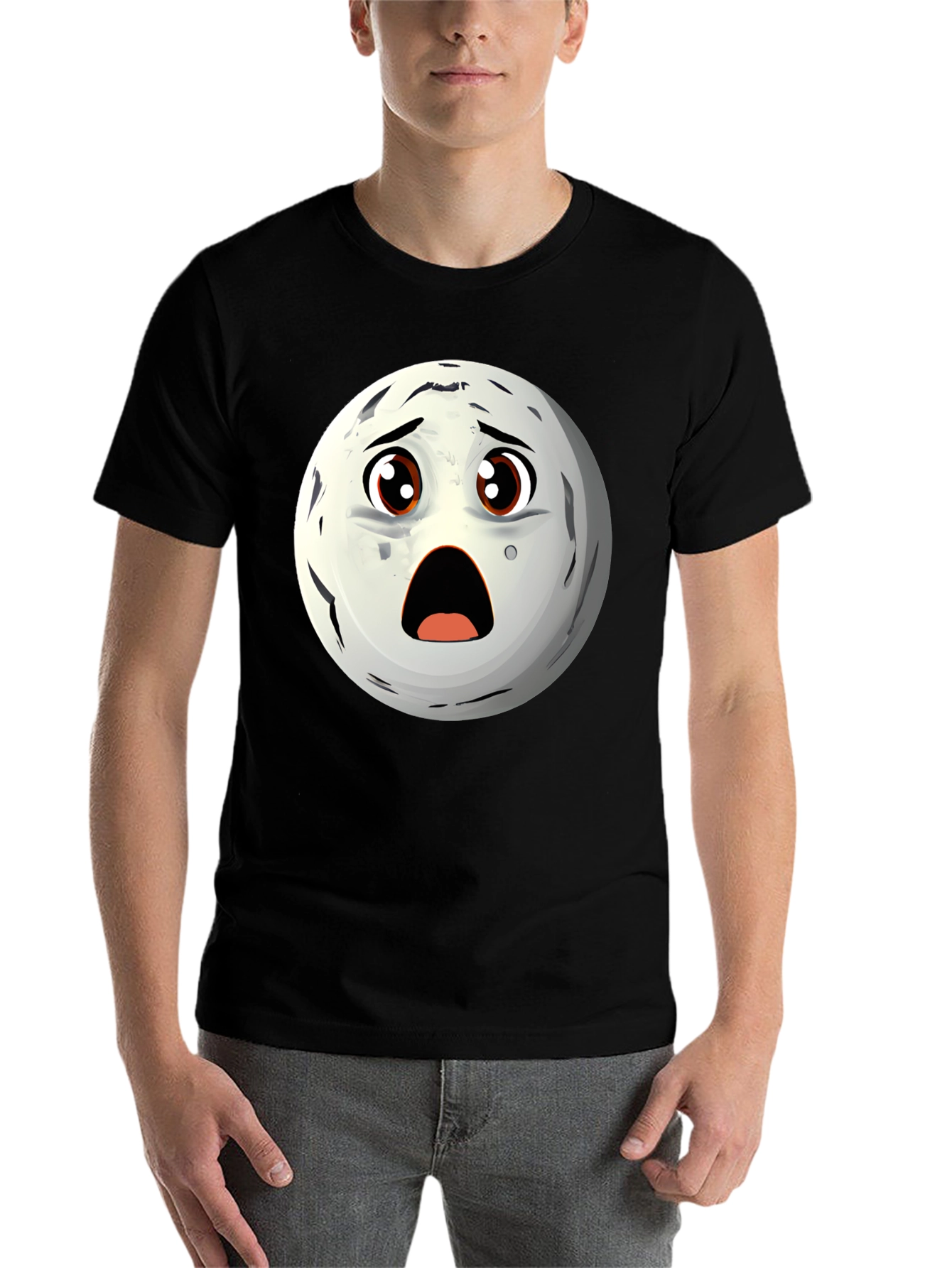 Surprised Moon Face Graphic T-Shirt