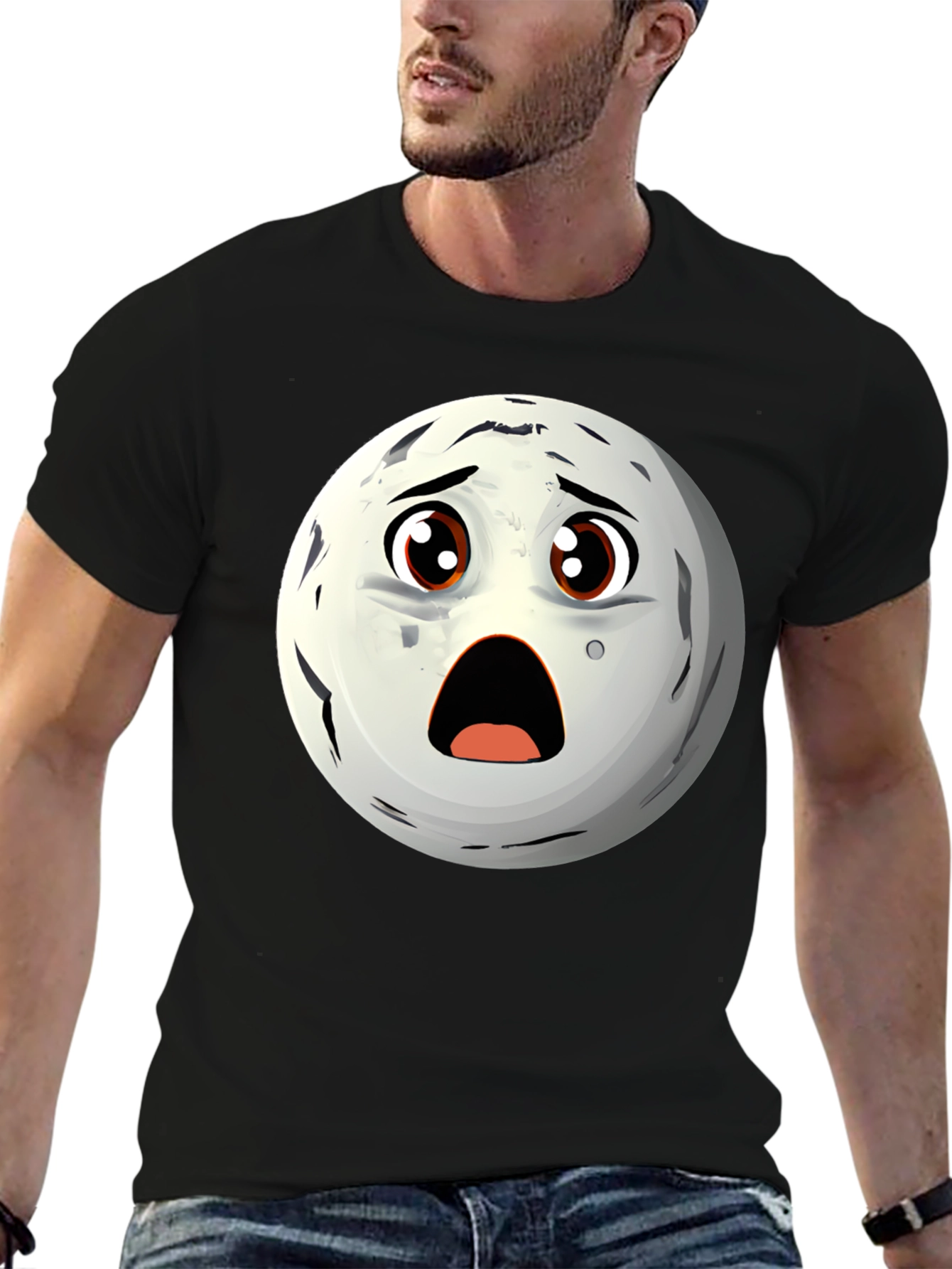 Surprised Moon Face Graphic T-Shirt