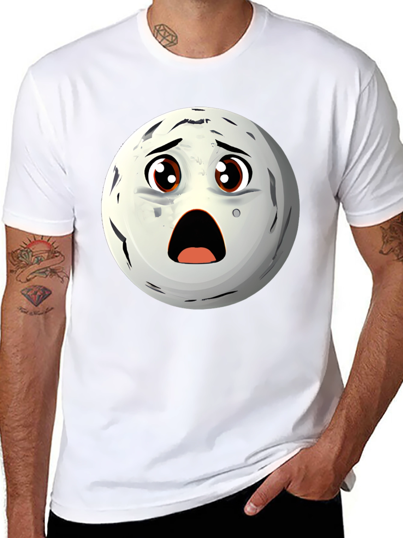 Surprised Moon Face Graphic T-Shirt