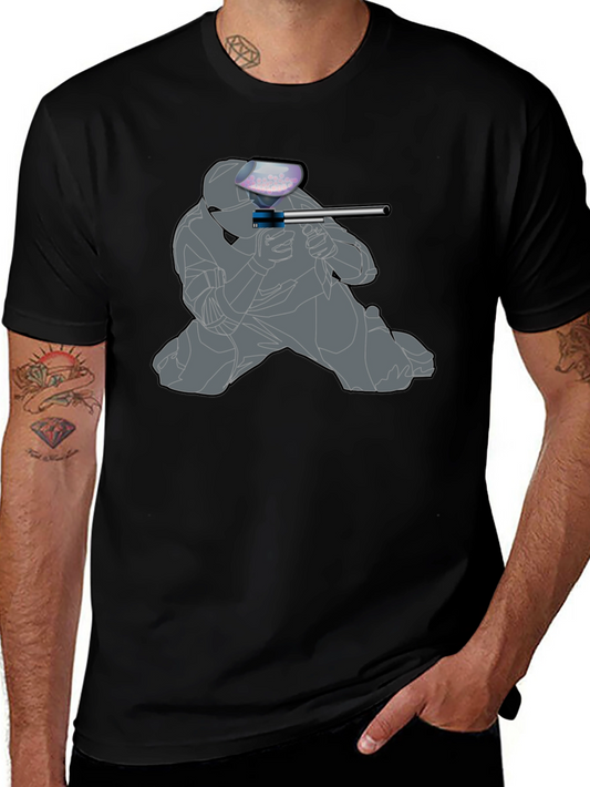 Paintball Player Graphic T-Shirt - Black