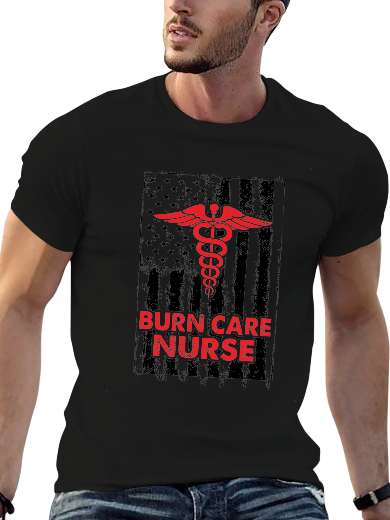 Burn Care Nurse T-Shirt - Medical American Flag