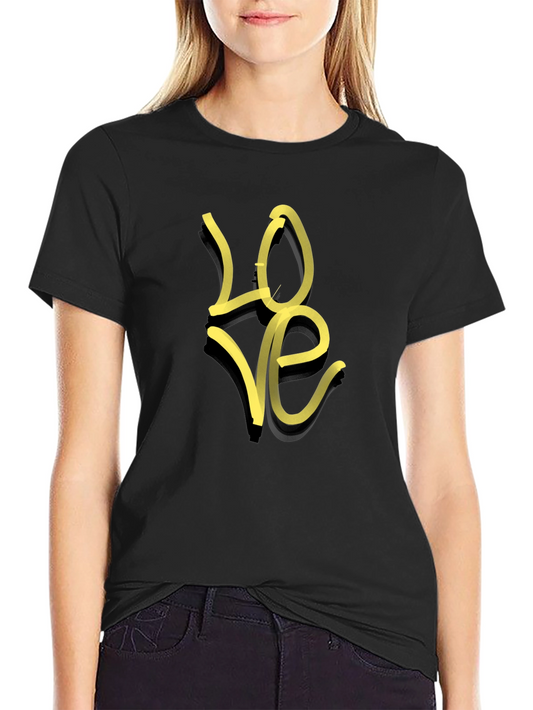 Black T-Shirt with Yellow LOVE Graphic