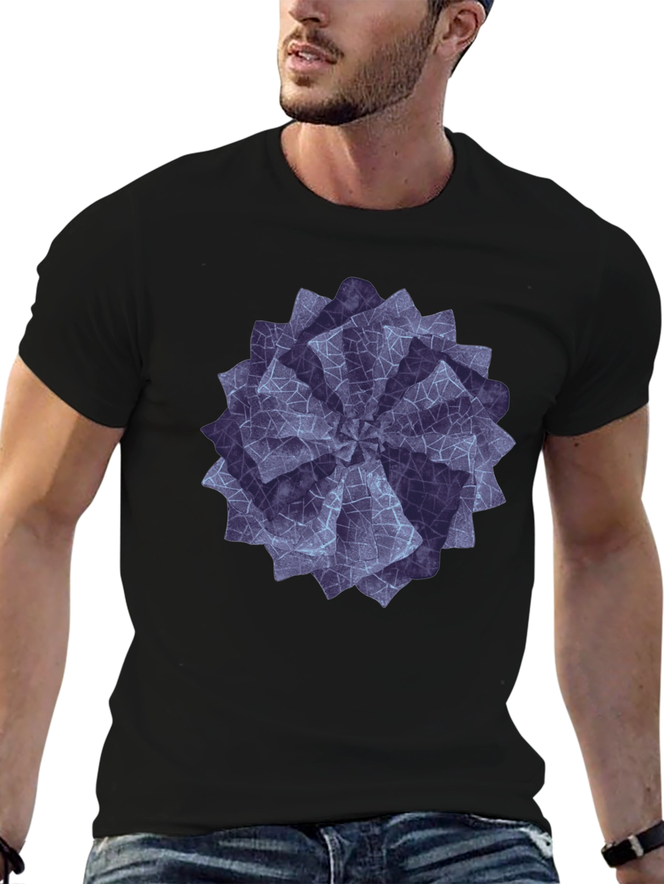 Geometric Print Black T-Shirt