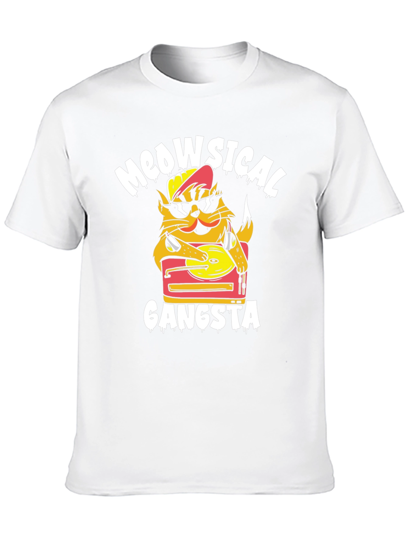 Meowsical Gangsta Black T-Shirt - Cat DJ