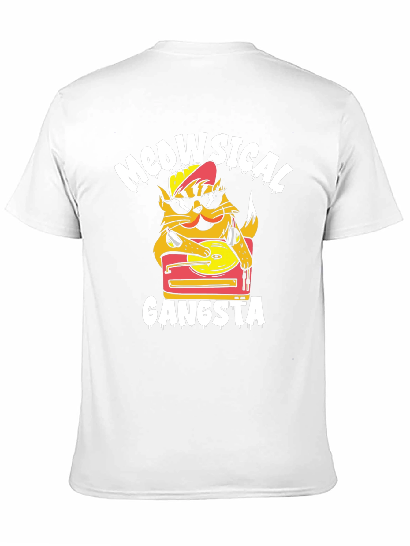 Meowsical Gangsta Black T-Shirt - Cat DJ