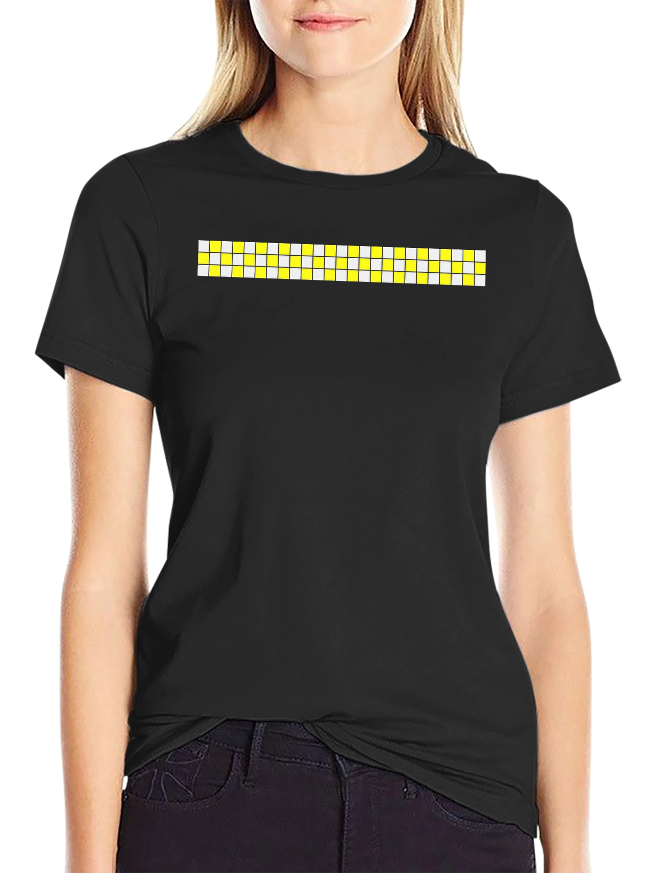 Modern Grid Graphic Black T-Shirt