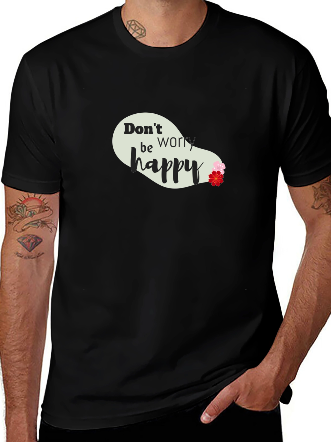Dont Worry Be Happy Black T-Shirt