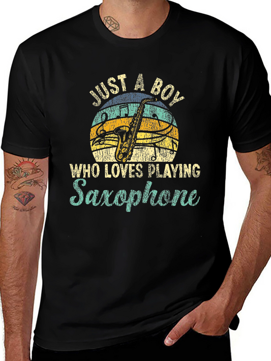 Saxophone Lover T-Shirt - Just a Boy Who Loves Playing!