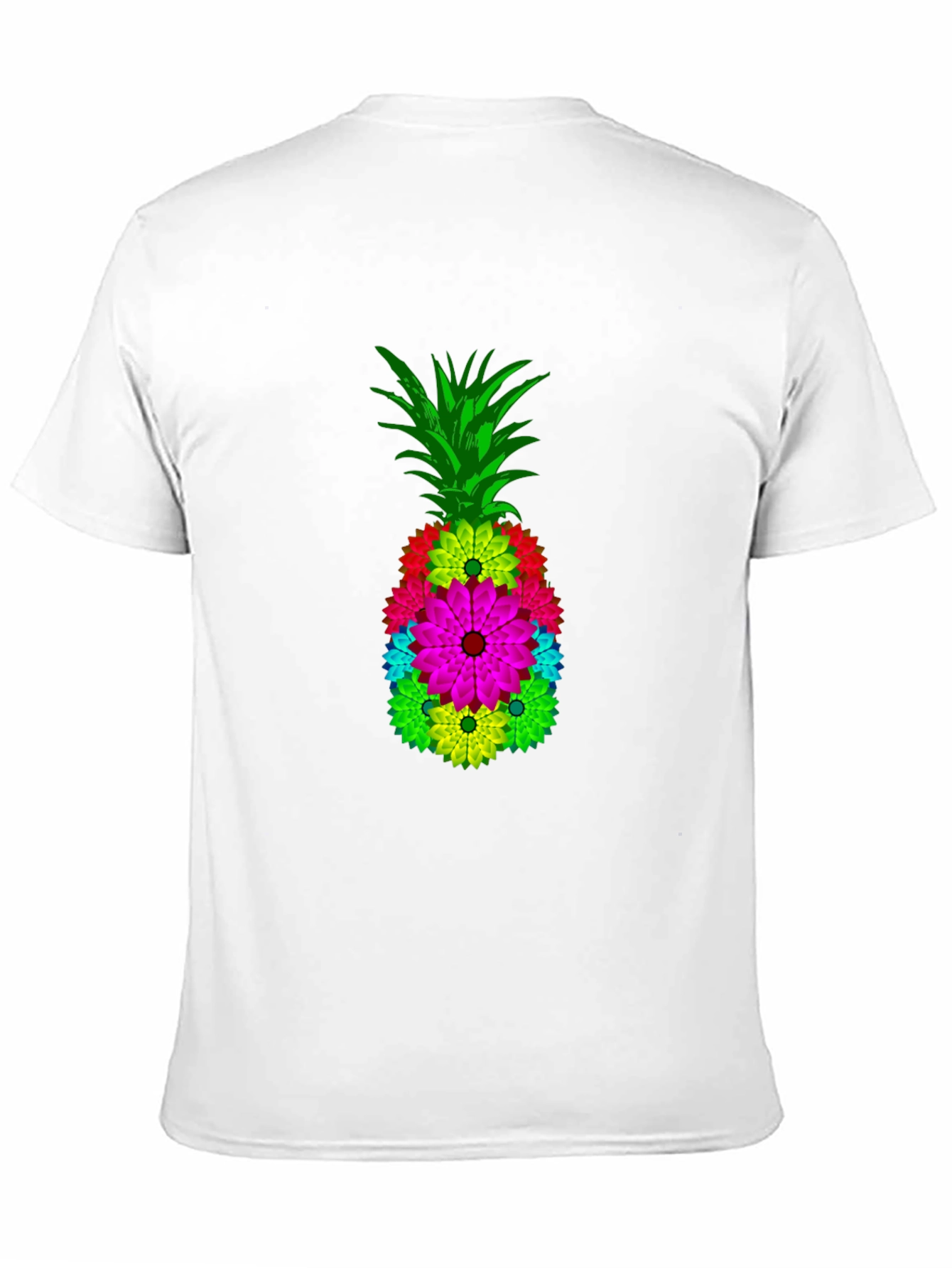 Floral Pineapple Graphic Tee - Black Cotton Blend