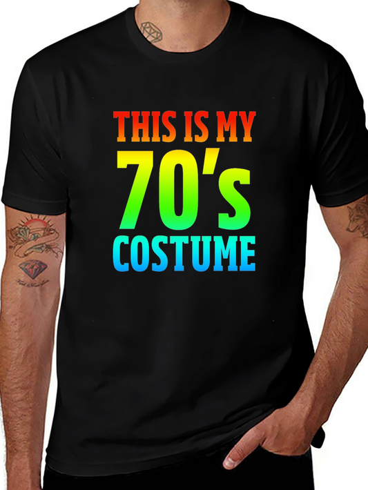 70s Costume Rainbow Text Graphic T-Shirt