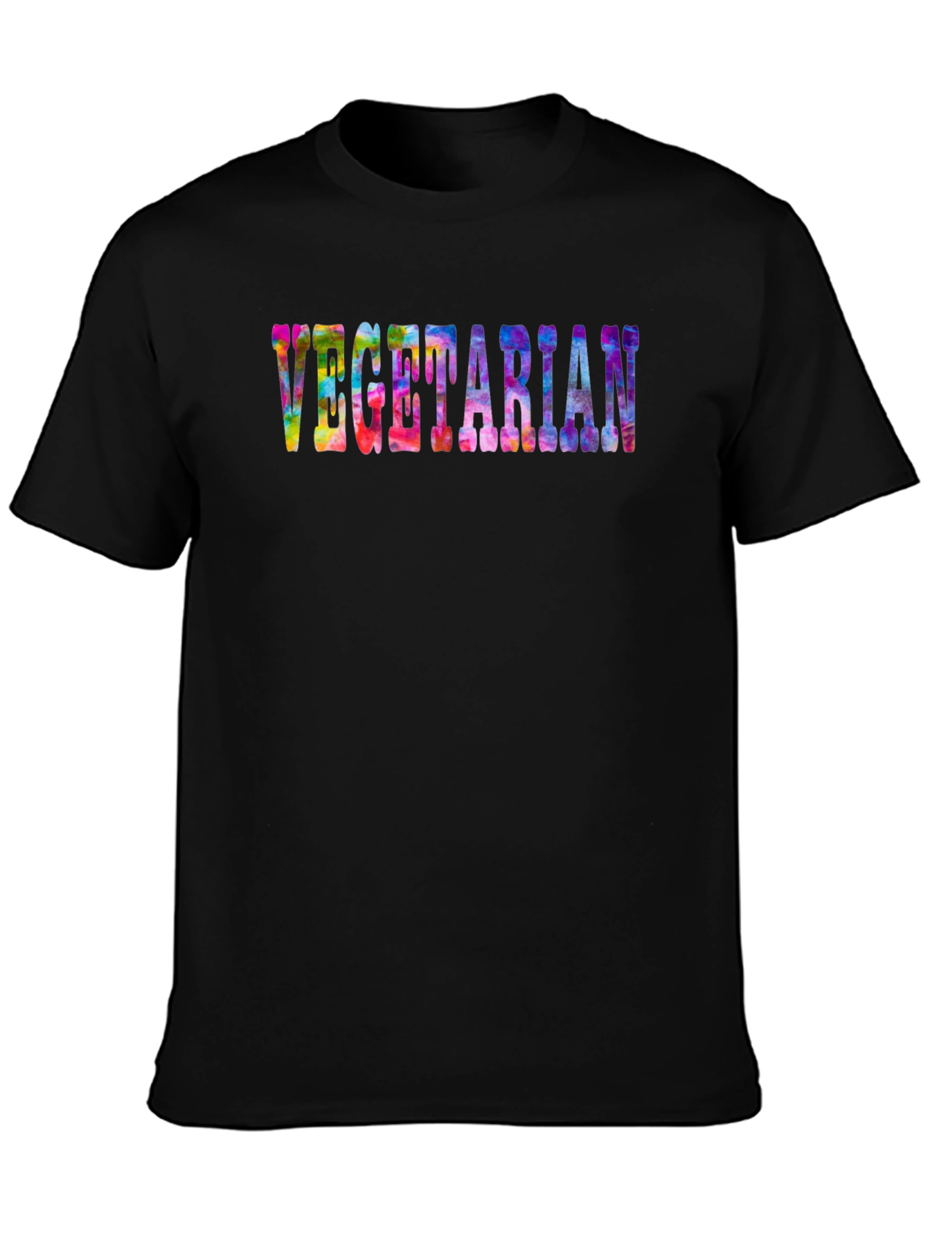 Vegetarian Tie-Dye Graphic Black T-Shirt