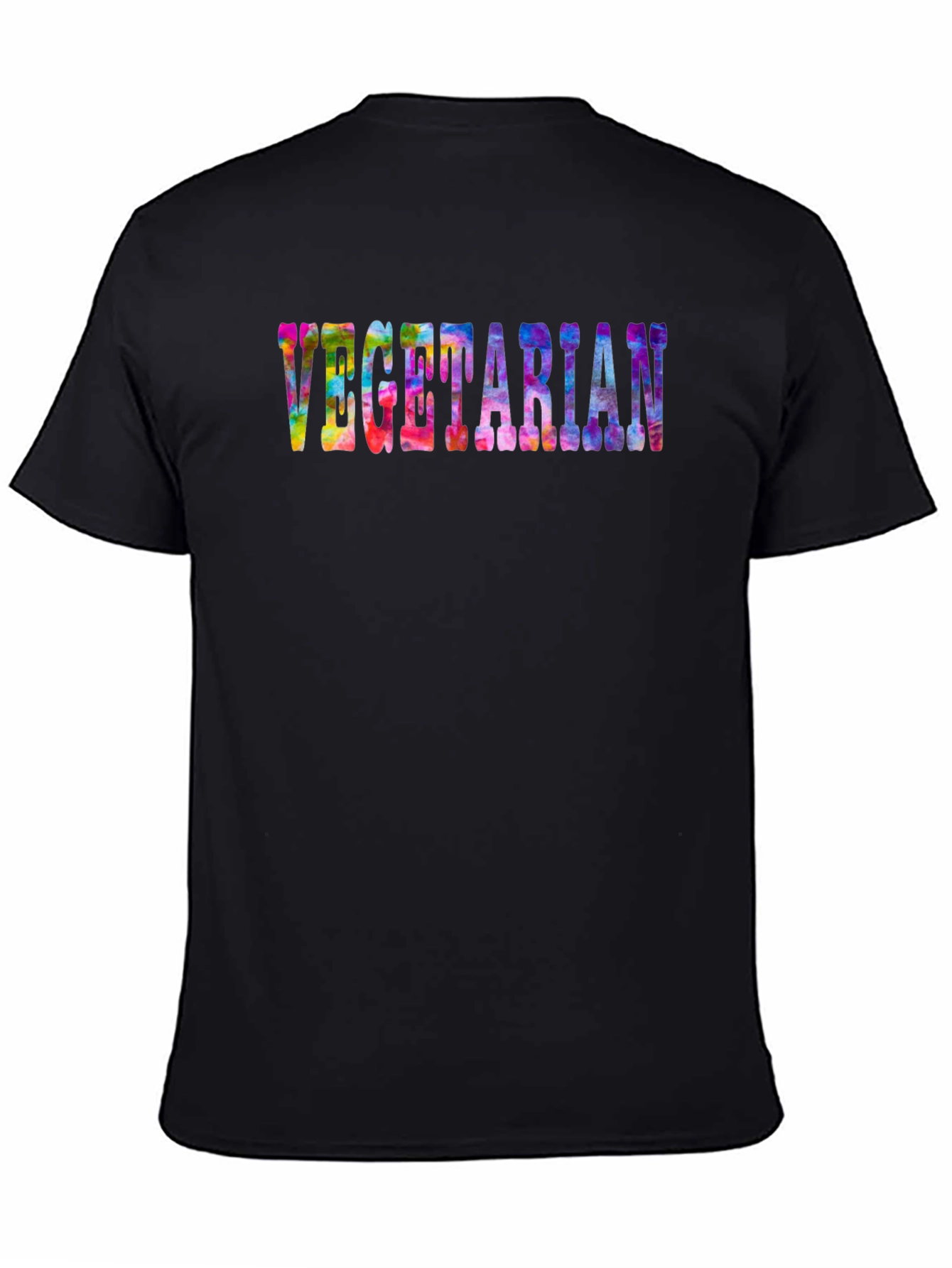 Vegetarian Tie-Dye Graphic Black T-Shirt