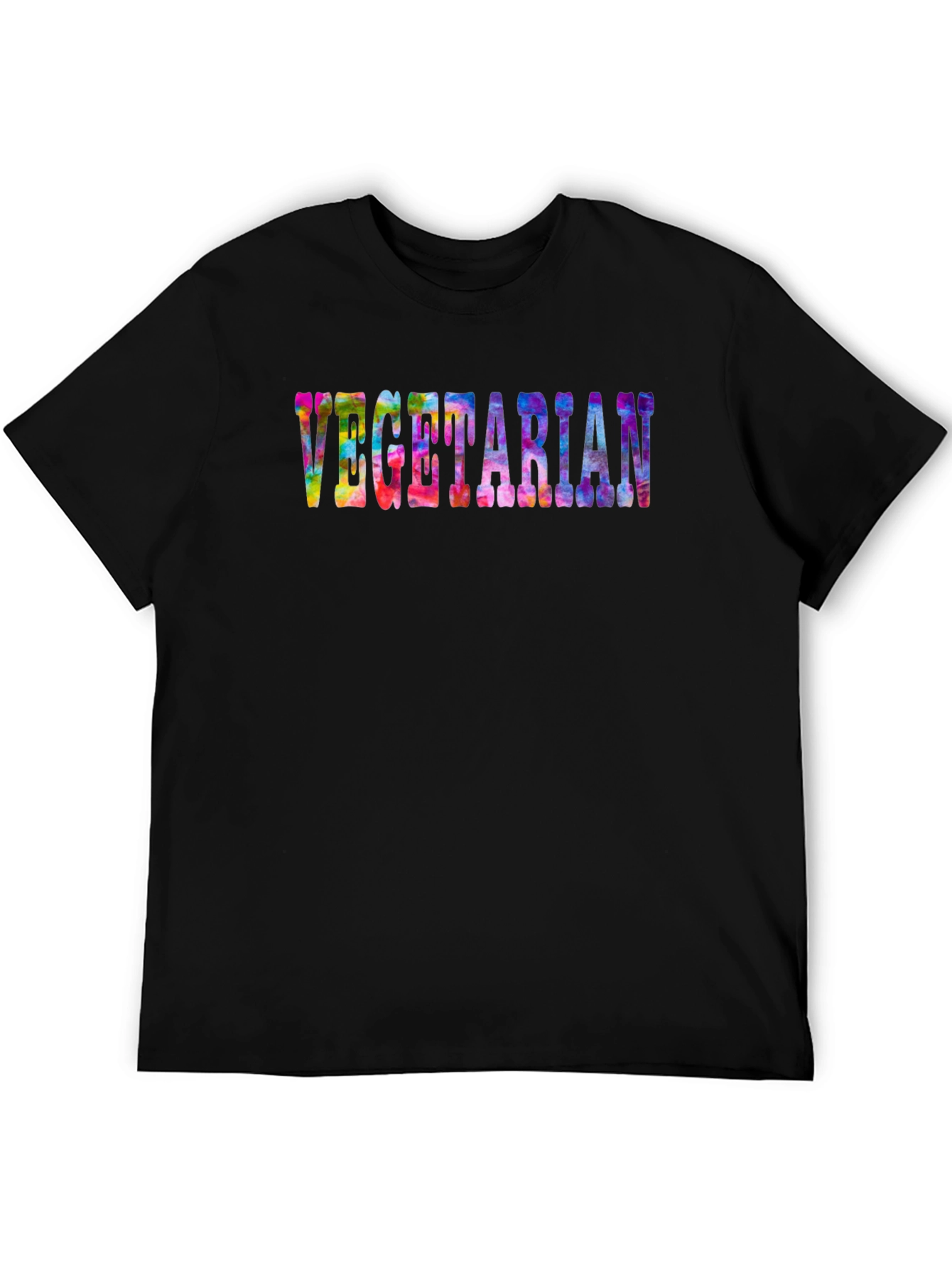 Vegetarian Tie-Dye Graphic Black T-Shirt