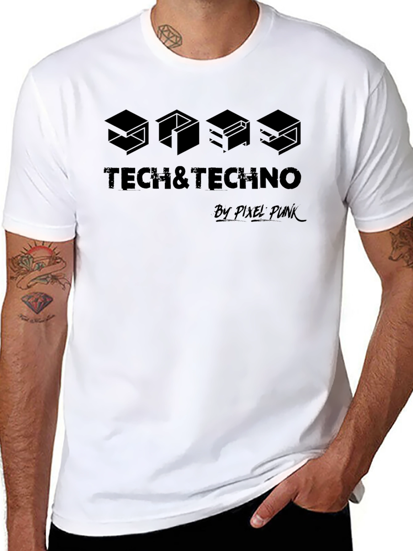 Tech & Techno Pixel Punk Black T-Shirt