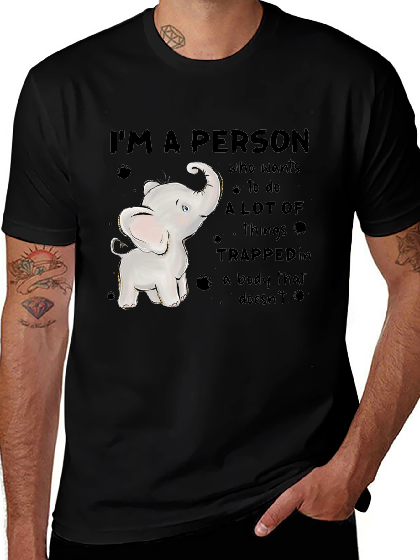Elephant Person T-Shirt - Trapped in Body Design