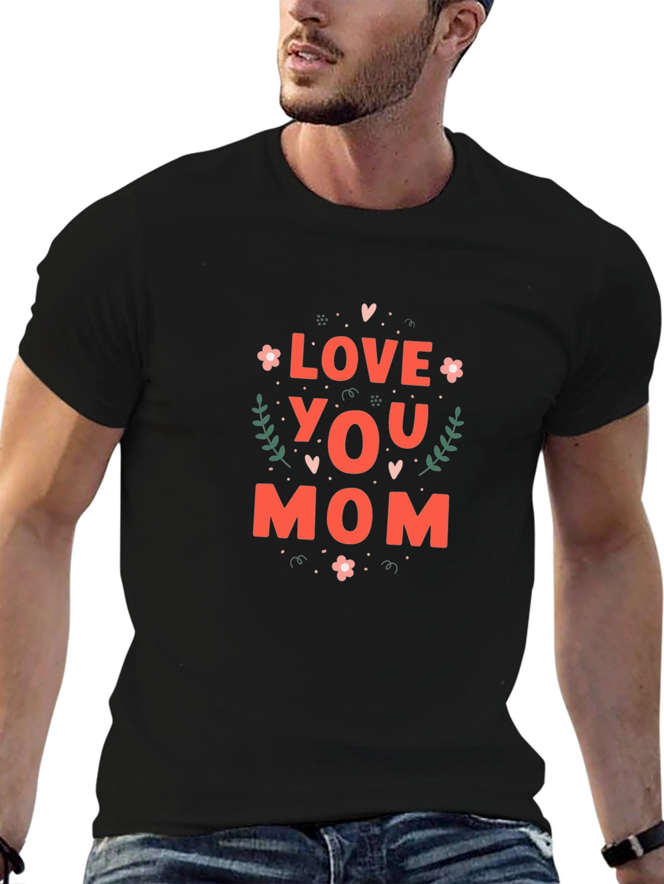 Love You Mom Graphic T-Shirt - Black
