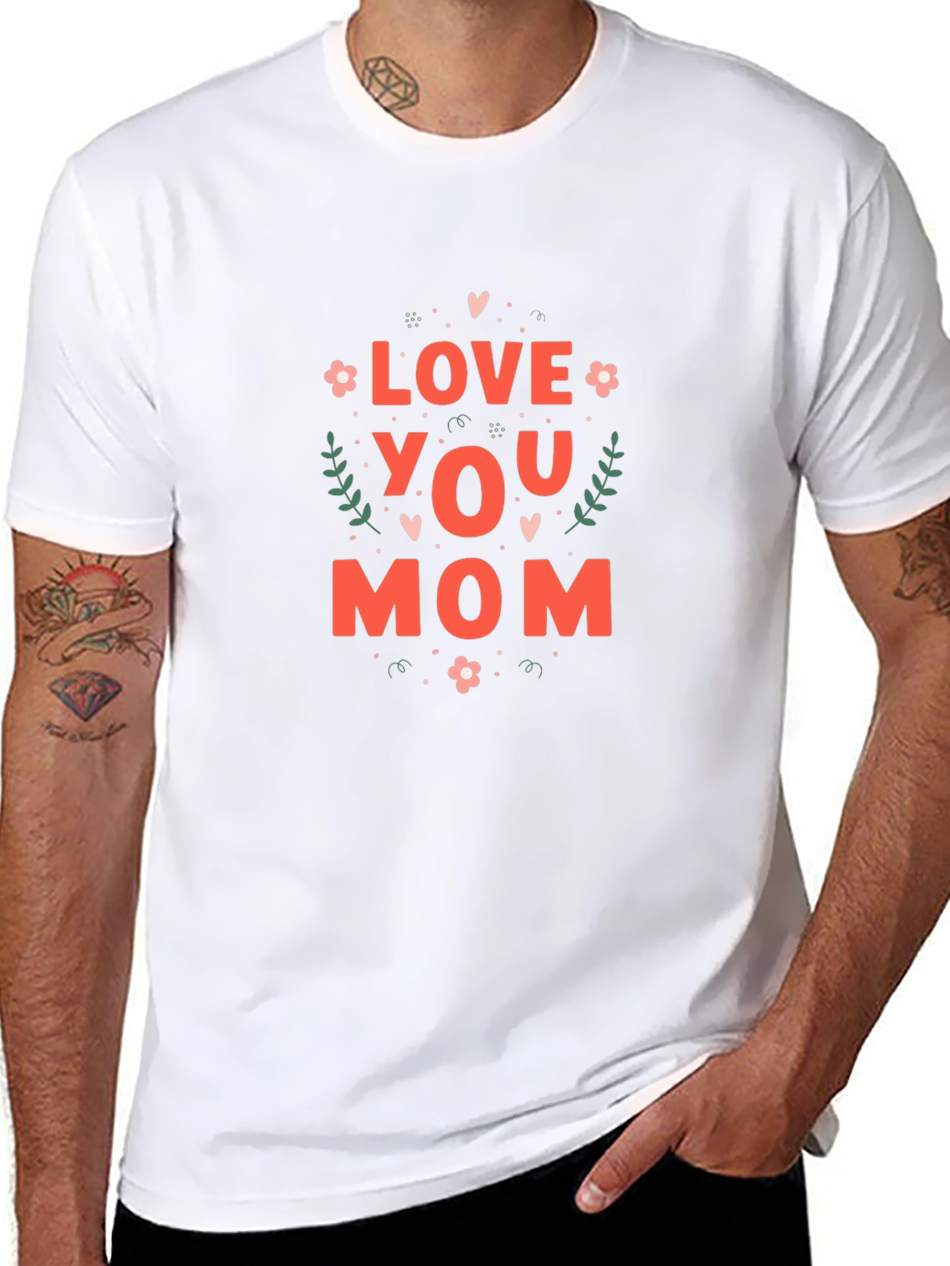 Love You Mom Graphic T-Shirt - Black