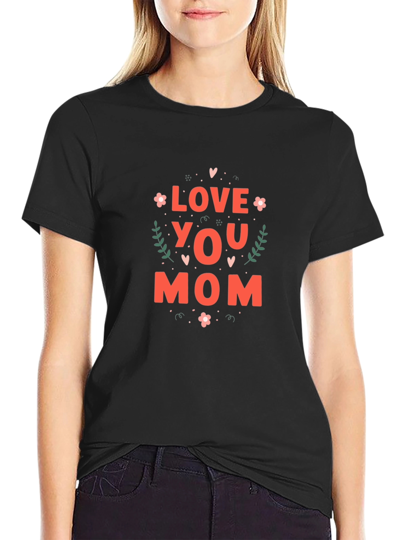 Love You Mom Graphic T-Shirt - Black