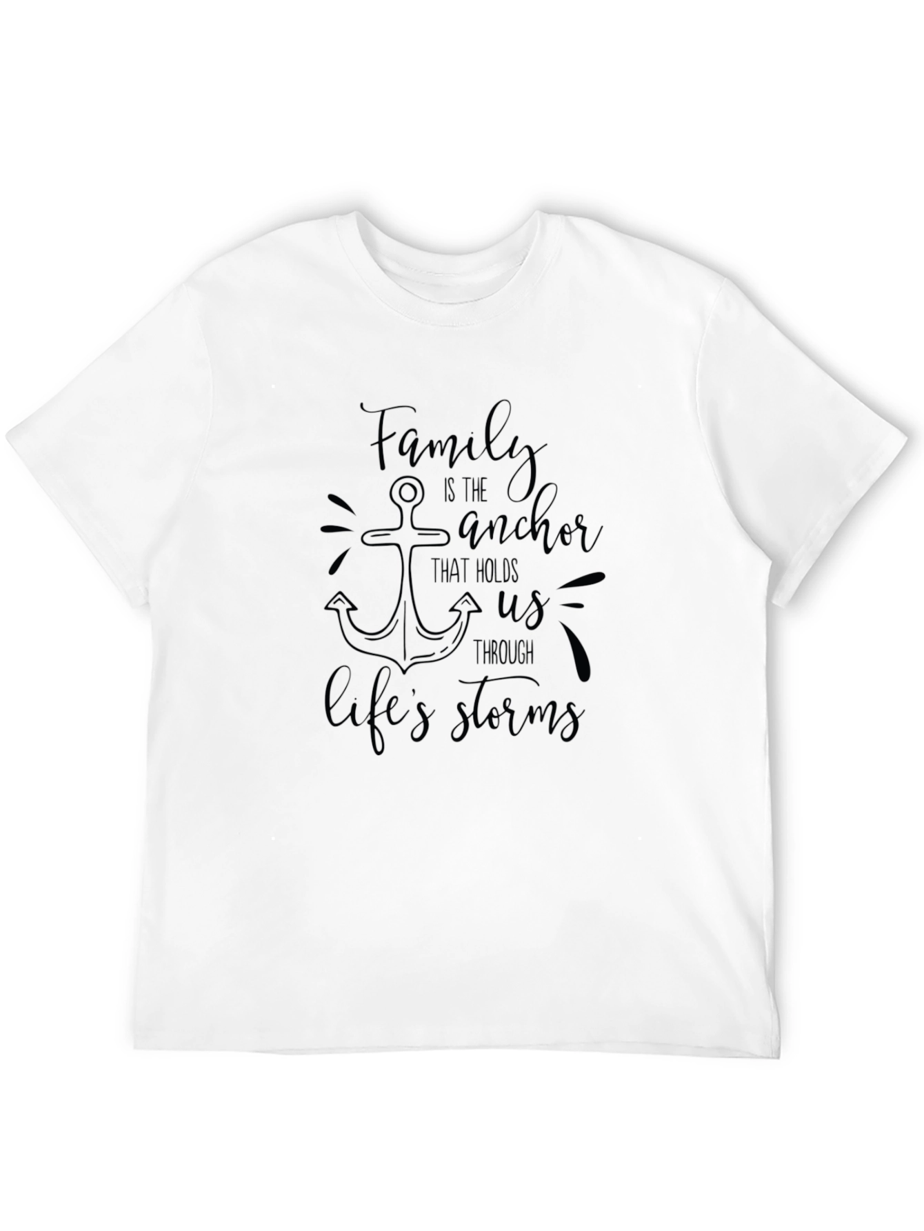 Family Anchor Graphic Tee - Black Crew Neck