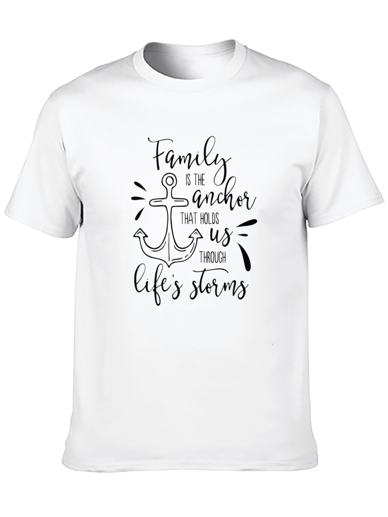 Family Anchor Graphic Tee - Black Crew Neck