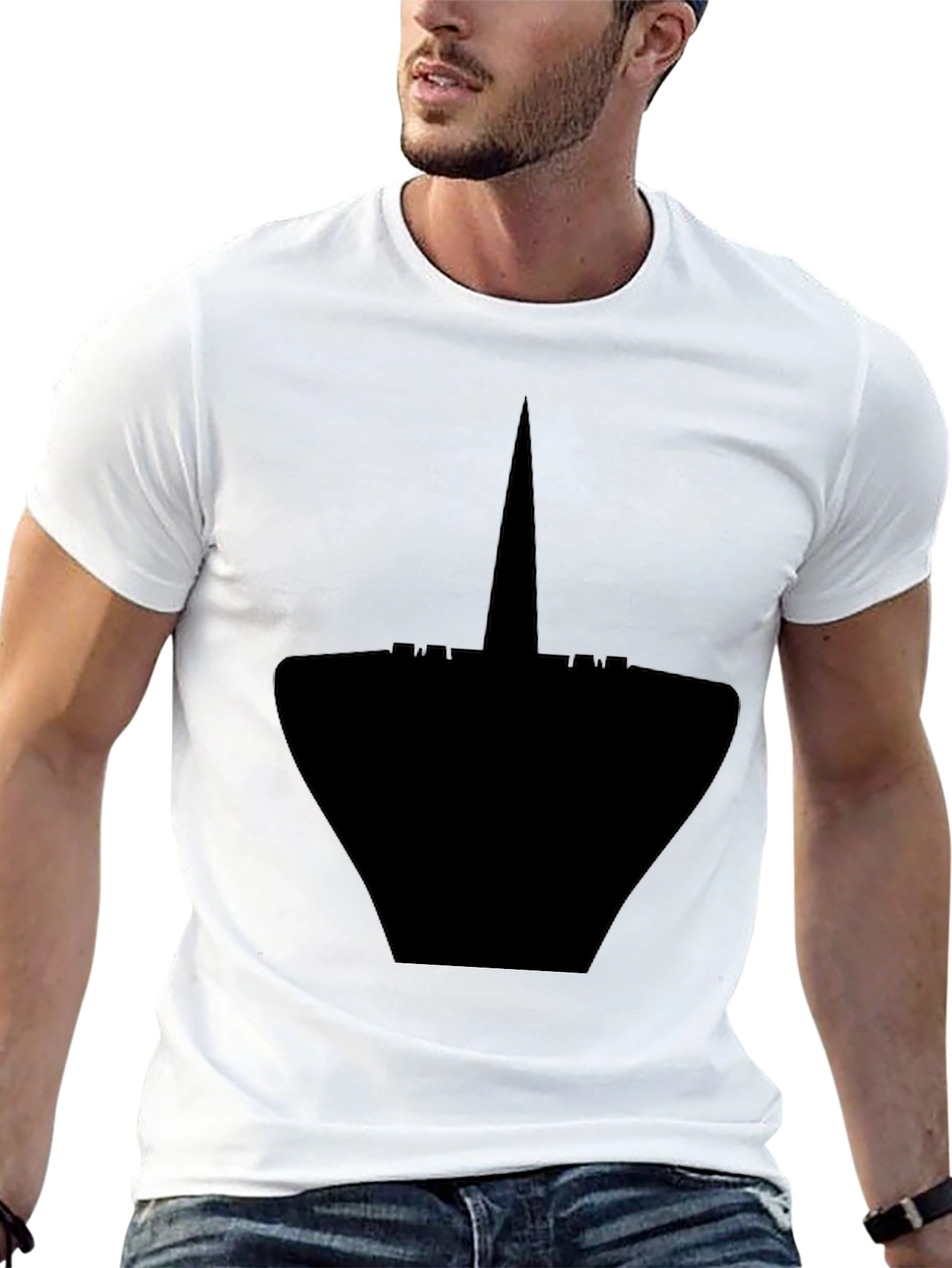Mens Black Graphic Tee - Modern Silhouette