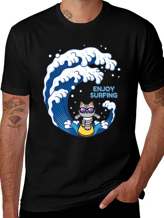 Surfing Cat T-Shirt - Enjoy the Waves!