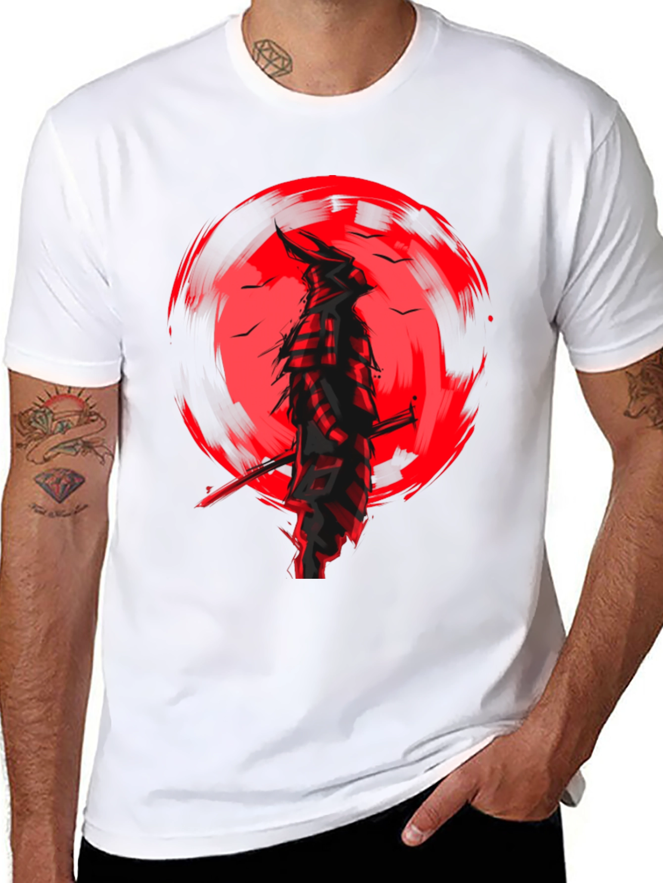 Samurai Graphic T-Shirt - Black Cotton Blend