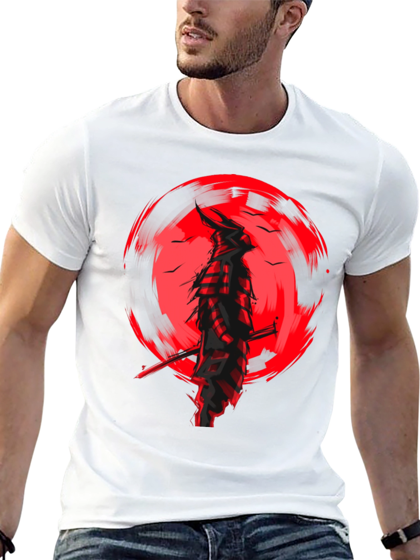Samurai Graphic T-Shirt - Black Cotton Blend