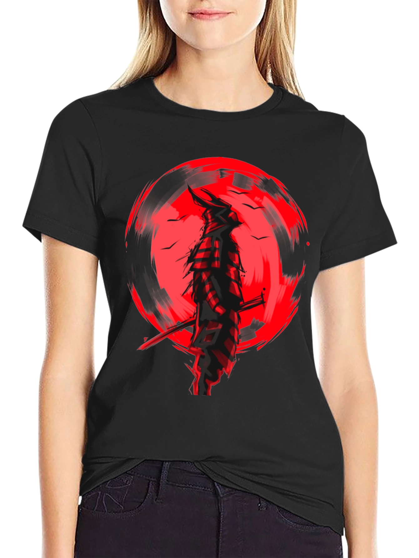 Samurai Graphic T-Shirt - Black Cotton Blend