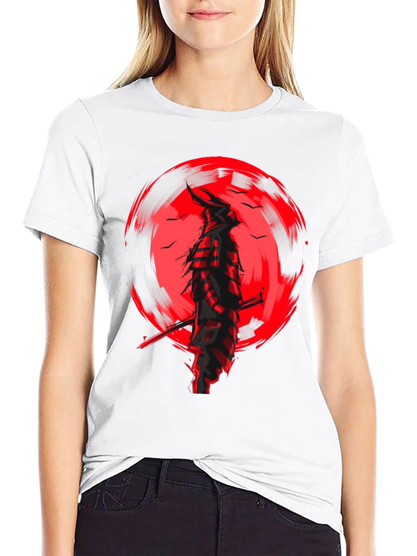 Samurai Graphic T-Shirt - Black Cotton Blend