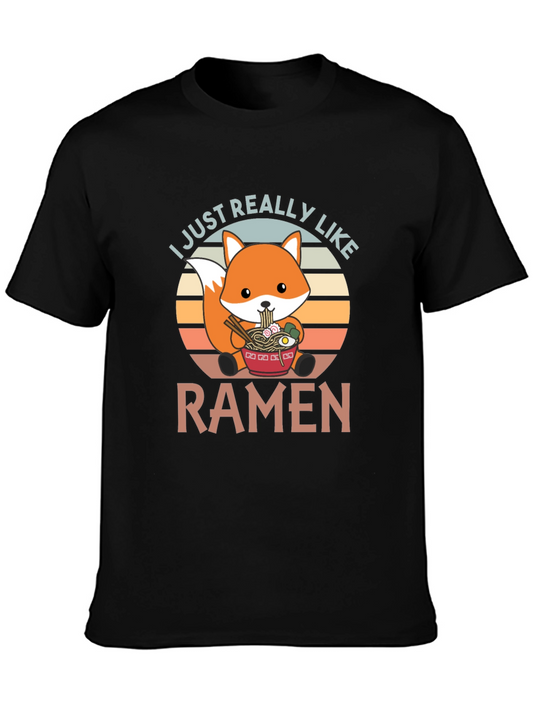 Ramen Loving Fox Graphic T-Shirt - Cute Foodie Tee