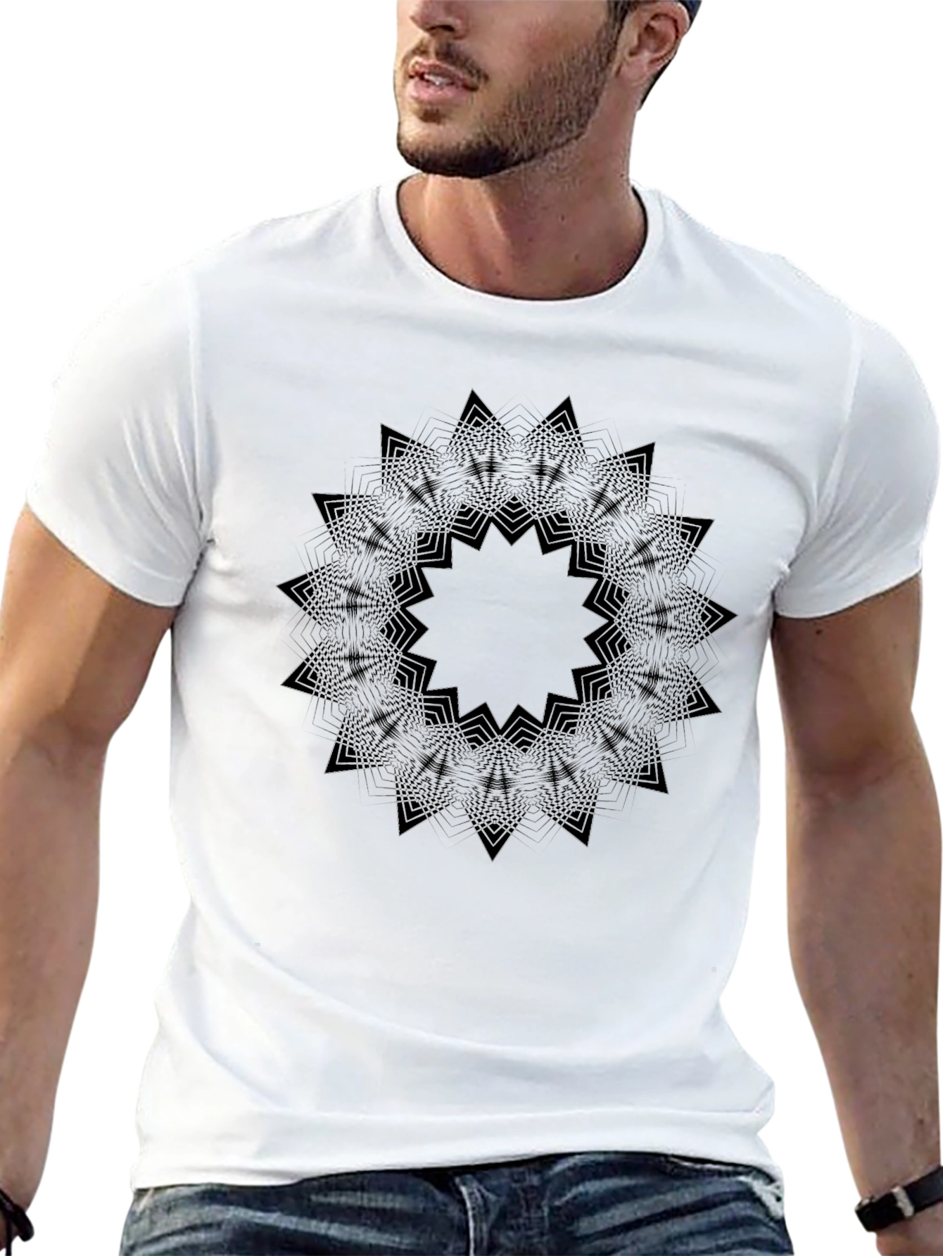 Geometric Mandala Black Graphic Tee