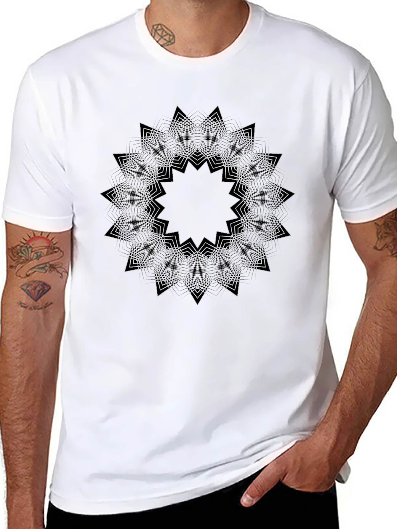 Geometric Mandala Black Graphic Tee