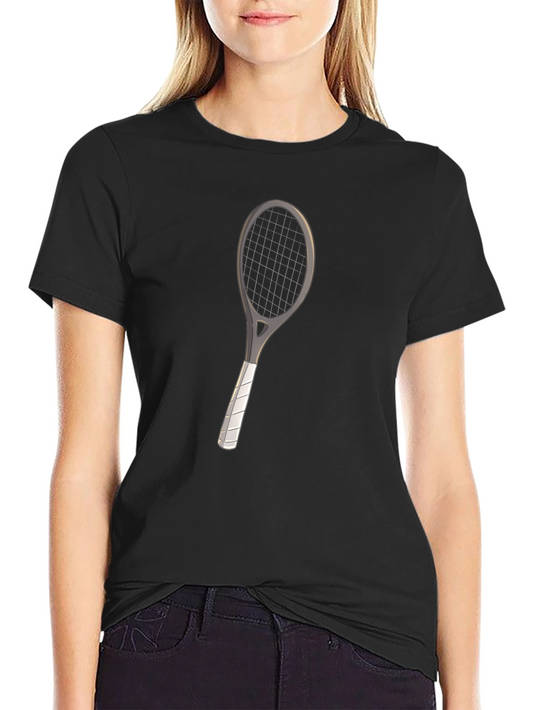 Tennis Racket Graphic Tee - Black Cotton