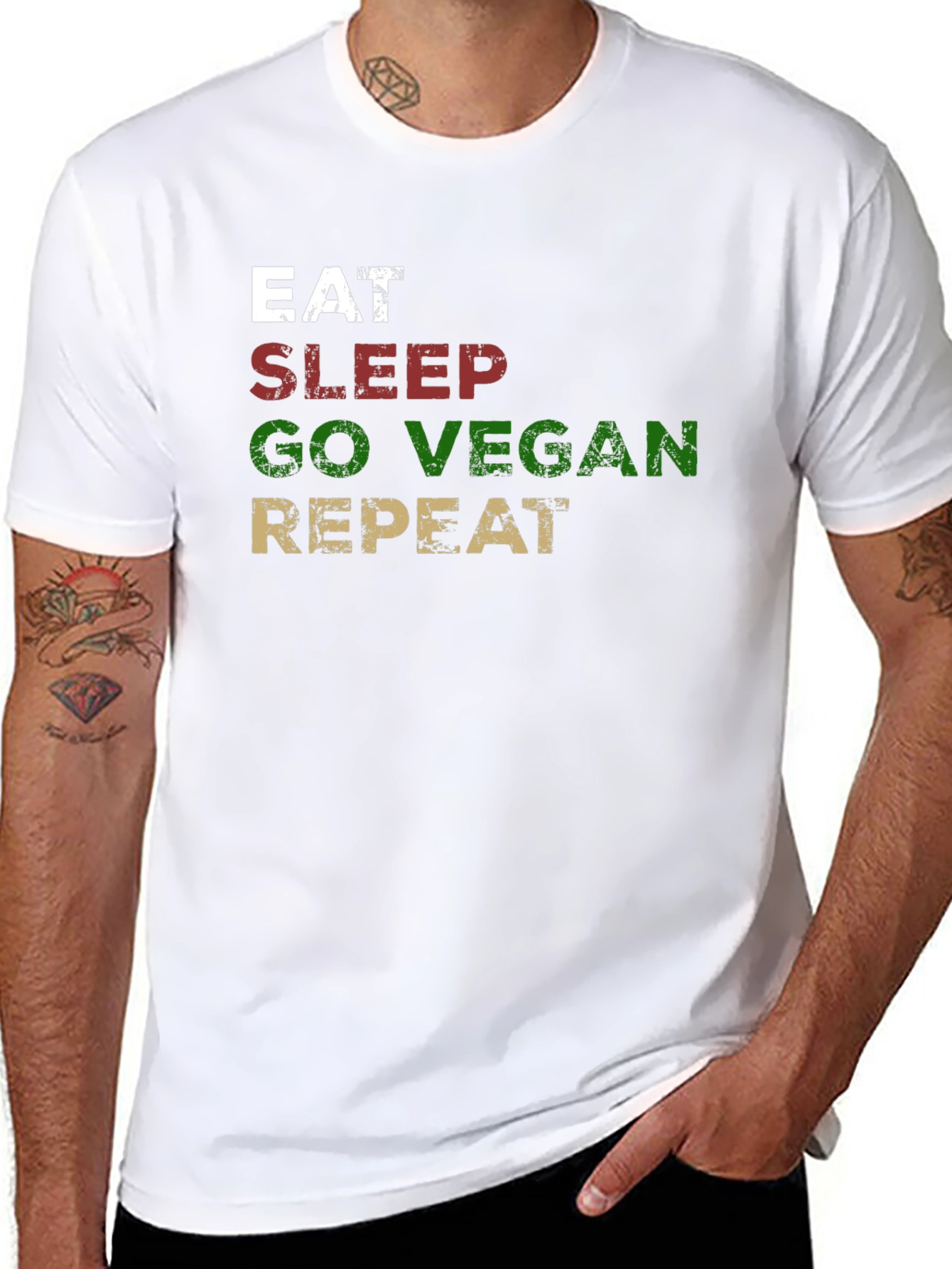 Eat Sleep Go Vegan Repeat T-Shirt