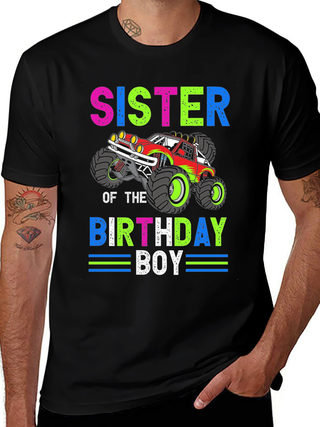 Sister of the Birthday Boy Monster Truck T-Shirt