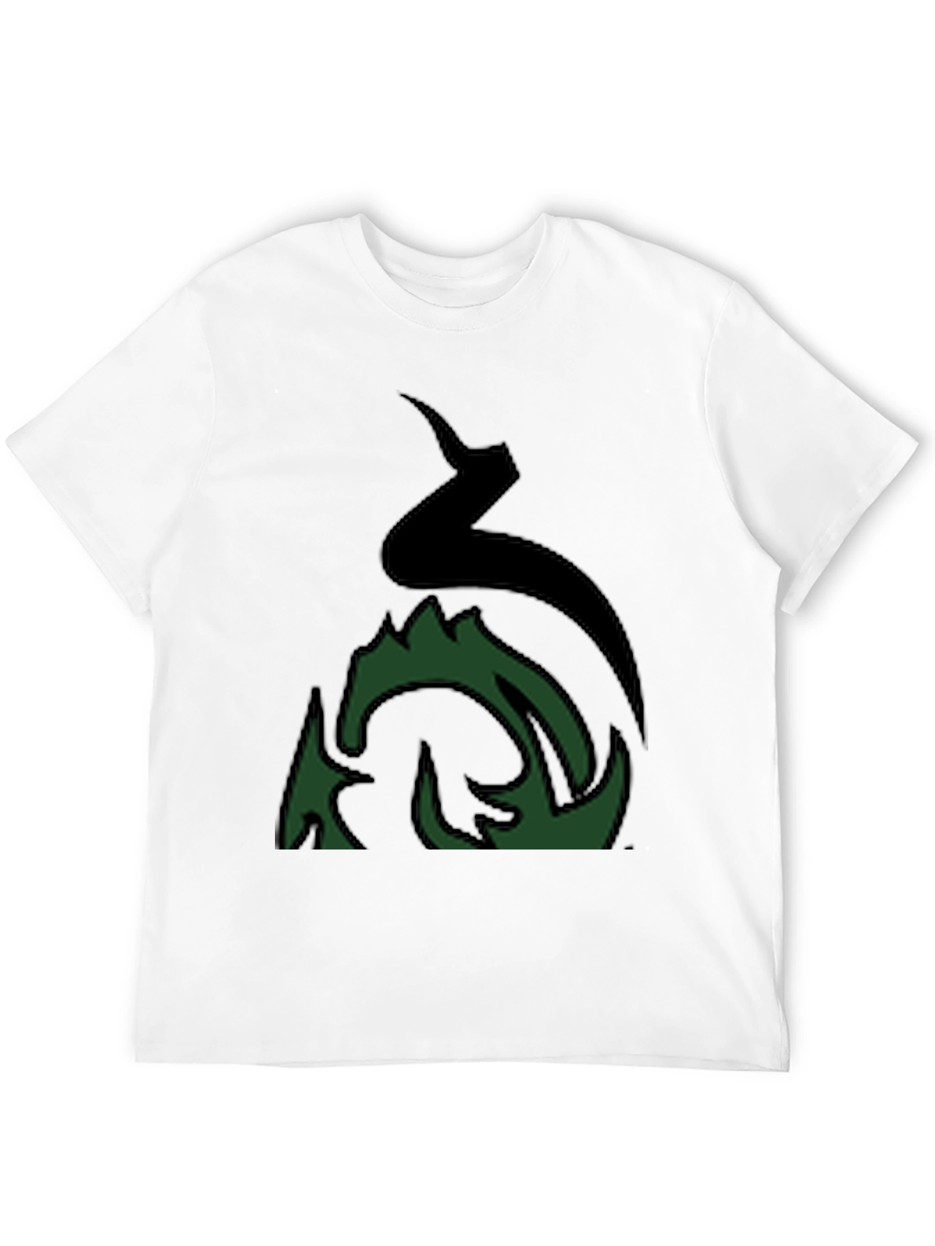 Mens Black Graphic Tee - Abstract Green Fire Design