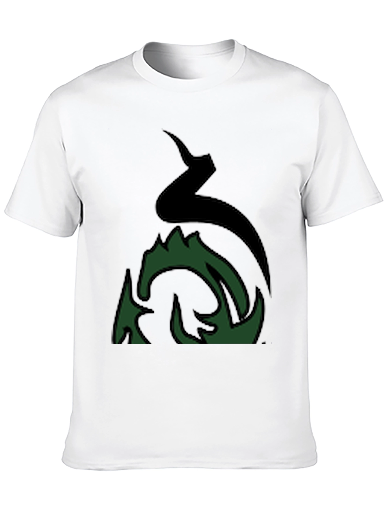 Mens Black Graphic Tee - Abstract Green Fire Design