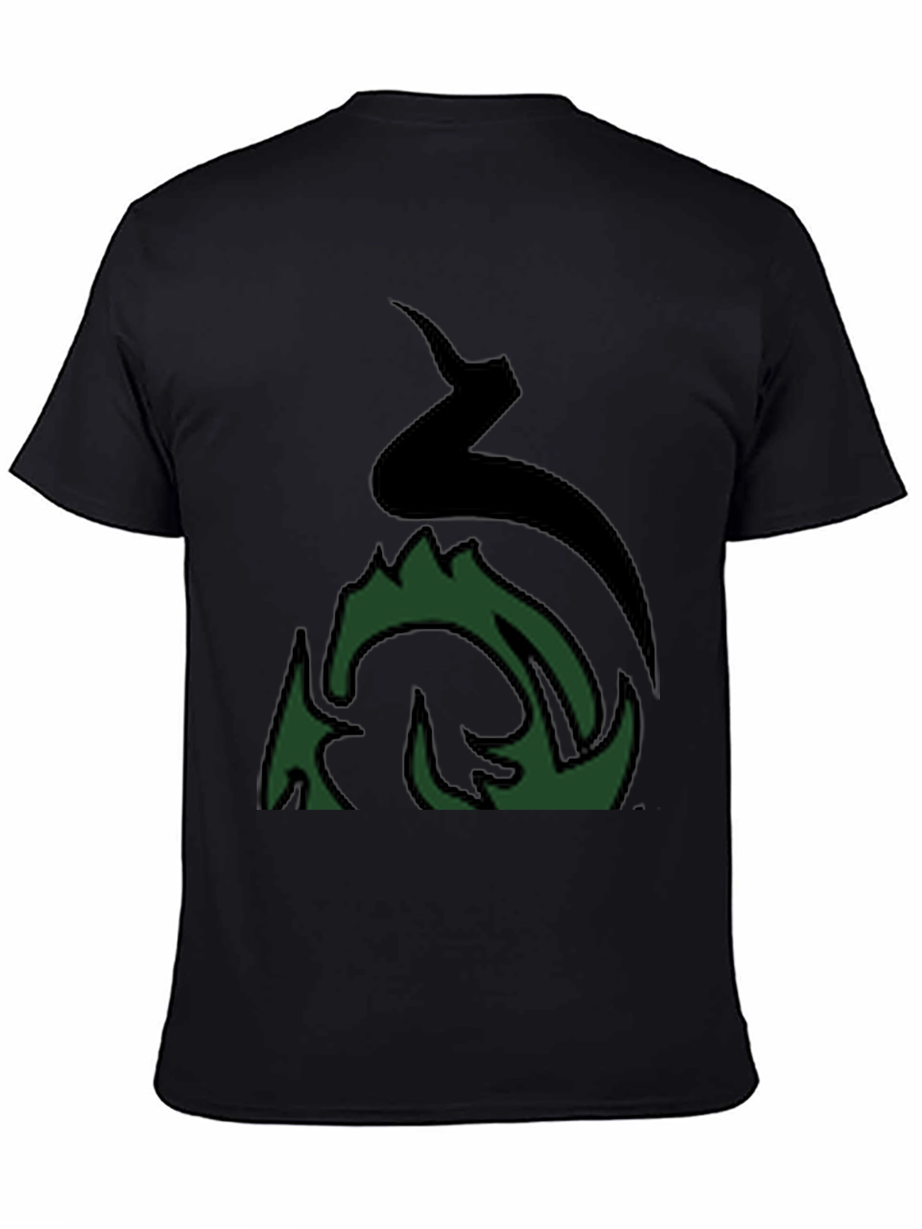 Mens Black Graphic Tee - Abstract Green Fire Design