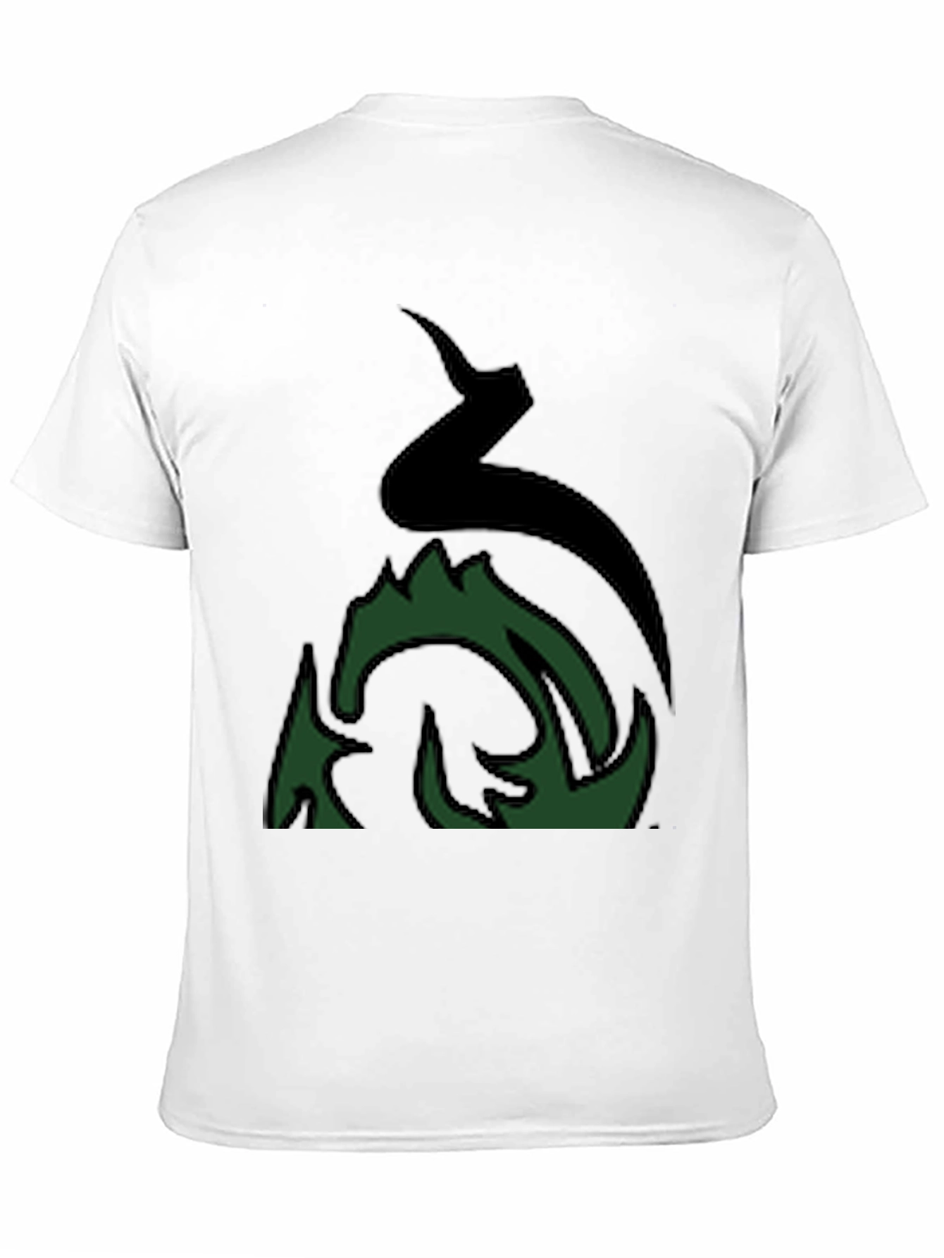 Mens Black Graphic Tee - Abstract Green Fire Design