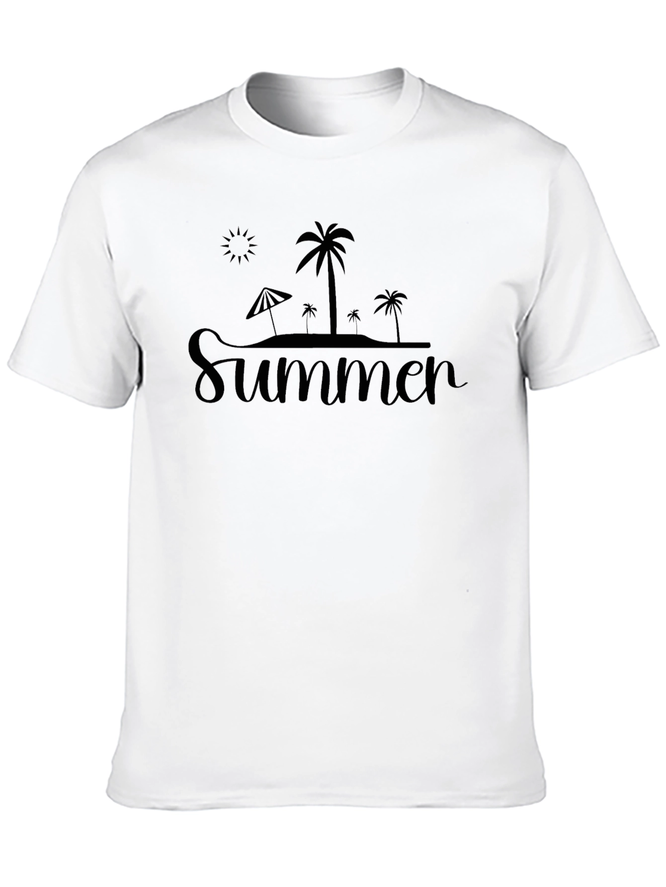 Summer Beach Graphic Black T-Shirt