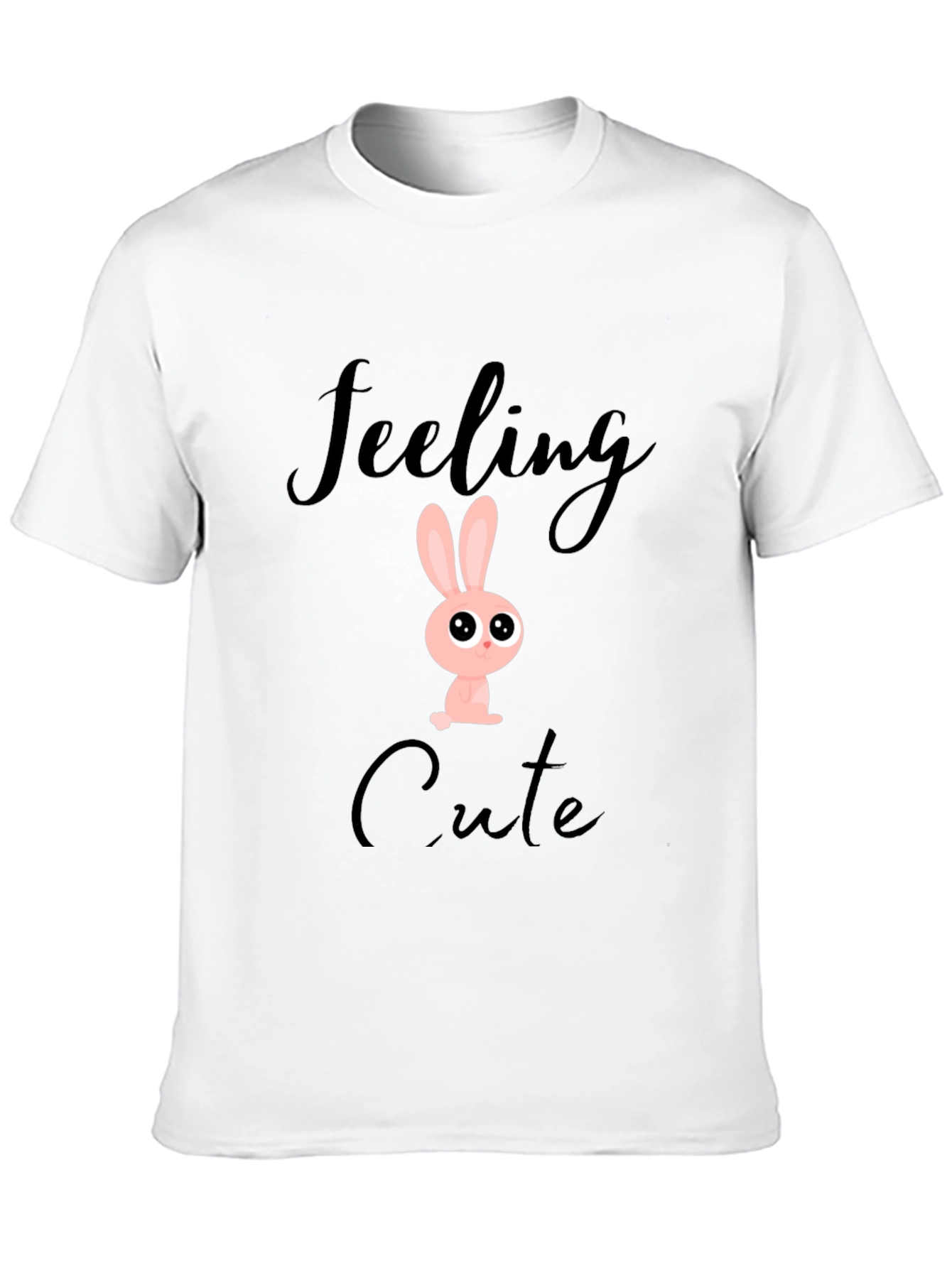 Feeling Cute Bunny Graphic Black T-Shirt