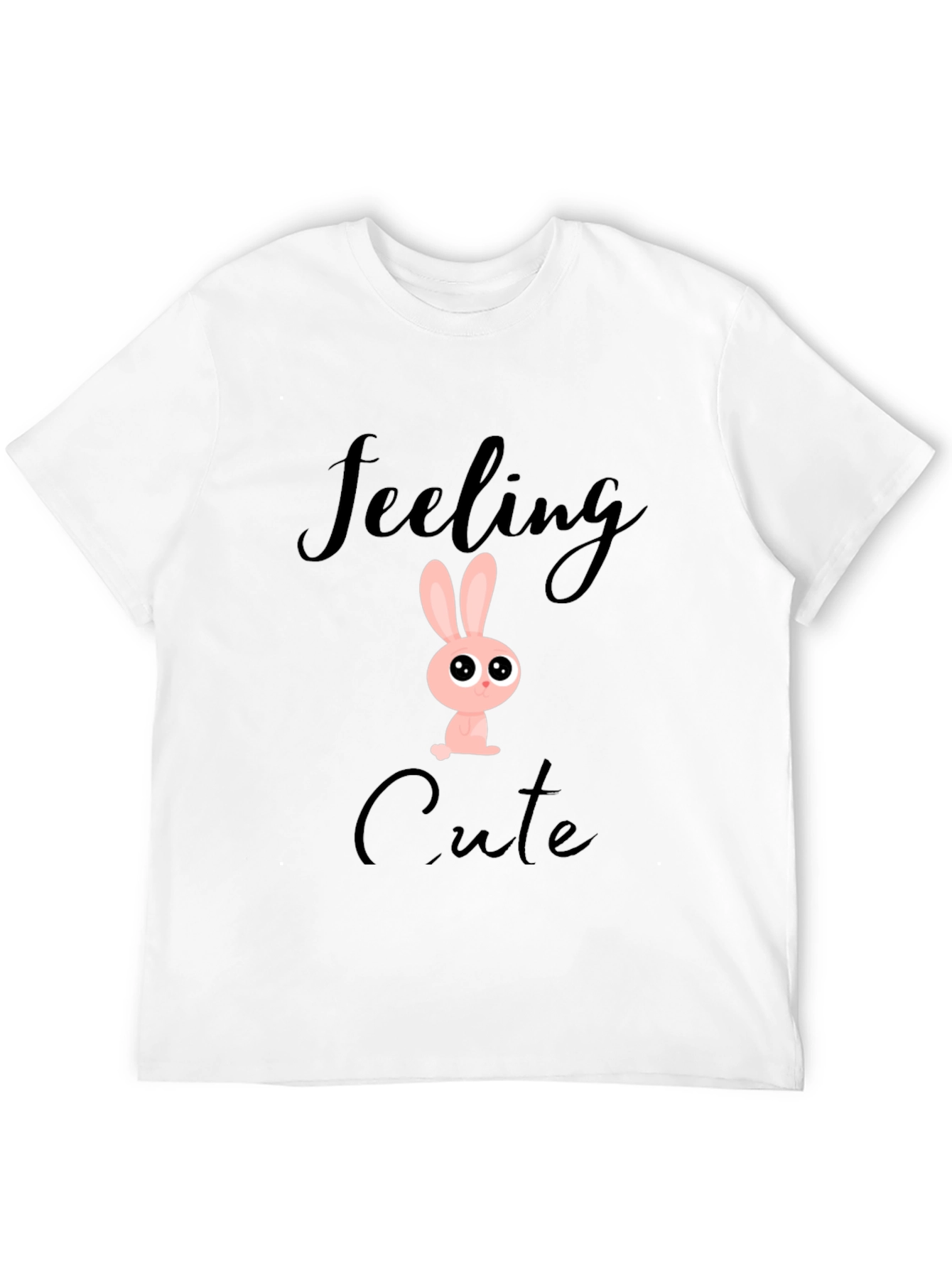 Feeling Cute Bunny Graphic Black T-Shirt
