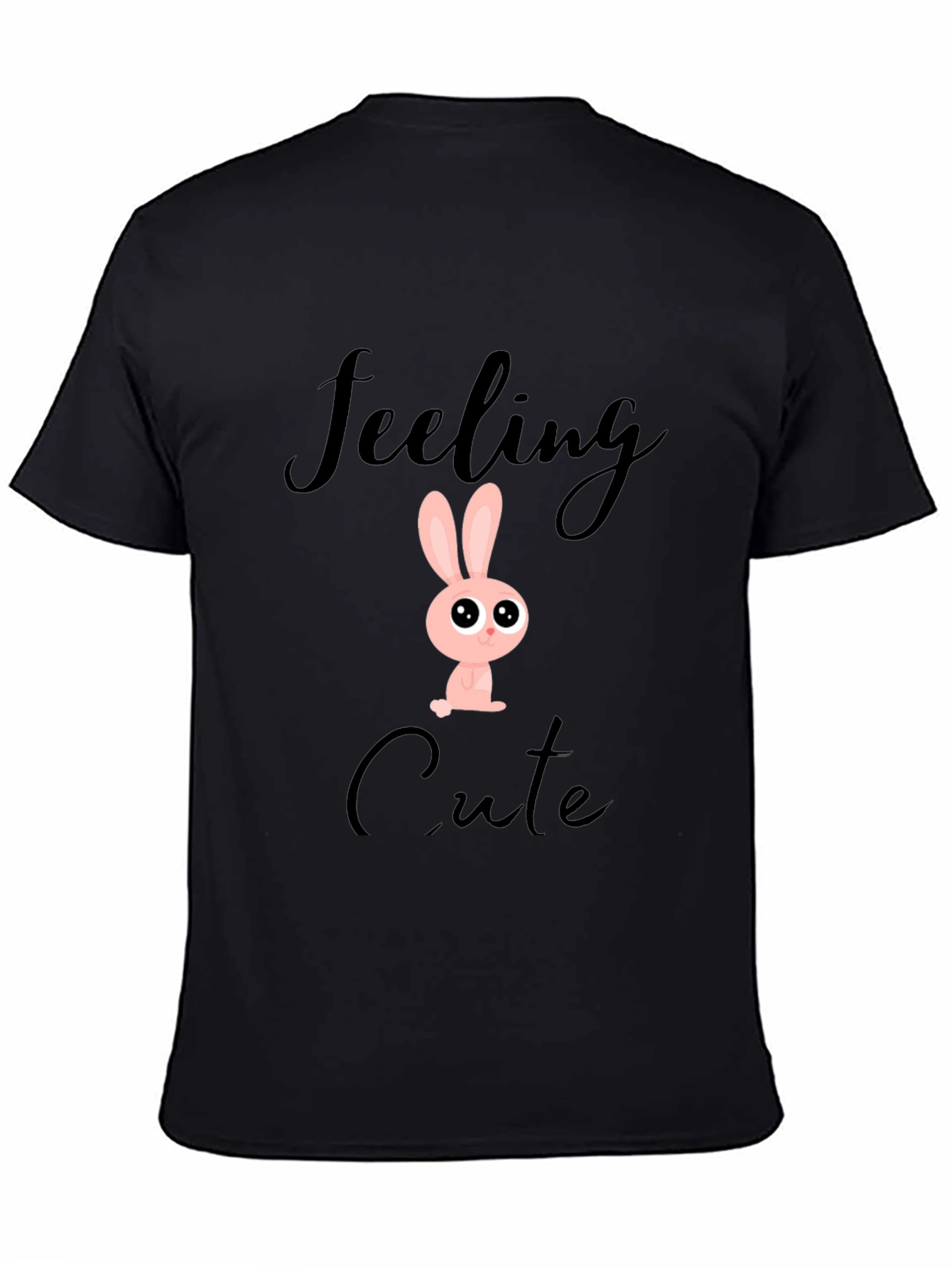 Feeling Cute Bunny Graphic Black T-Shirt